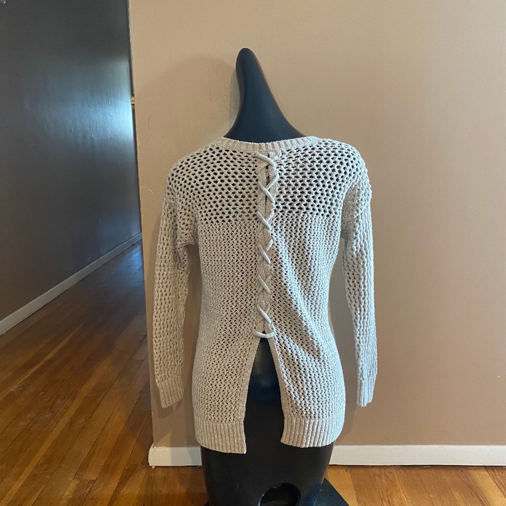 Lucky Brand Tan Long Sleeve Sweater W/Tie Back